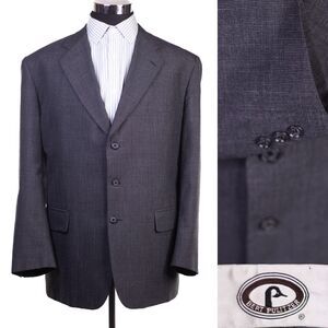 Bert Pulitzer Mens Grey Ventless 3 Button Blazer Sportcoat Sz 46 Vintage